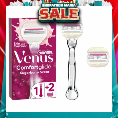 GILLETTE VENUS - with OLAY Comfortglide Sugarberry Women's Razor Packset consist Handle 1s + Refill 2s (Designed to Avoid Rust)