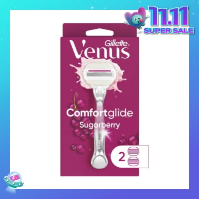 GILLETTE VENUS with OLAY Comfortglide Sugarberry Women's Razor Packset consist Handle 1s + Refill 2s (Designed to Avoid Rust)