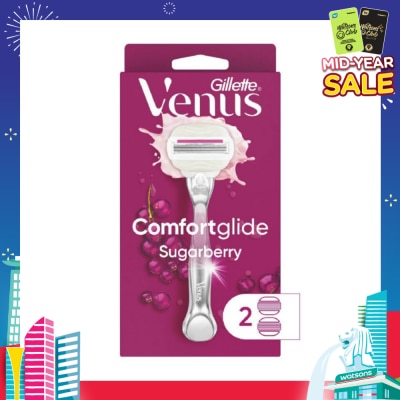 GILLETTE VENUS with OLAY Comfortglide Sugarberry Women's Razor Packset consist Handle 1s + Refill 2s (Designed to Avoid Rust)