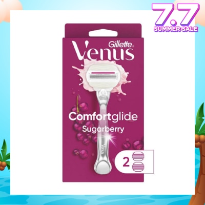 GILLETTE VENUS with OLAY Comfortglide Sugarberry Women's Razor Packset consist Handle 1s + Refill 2s (Designed to Avoid Rust)