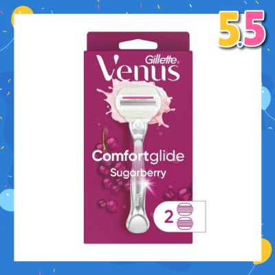 GILLETTE VENUS with OLAY Comfortglide Sugarberry Women's Razor Packset consist Handle 1s + Refill 2s (Designed to Avoid Rust)