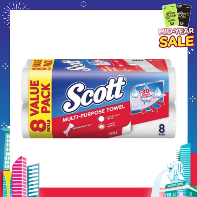 SCOTT Everyday Cleaning Multi-Purpose Kitchen Towel 50s x 8 Rolls (per pack)