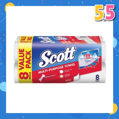 SCOTT Everyday Cleaning Multi-Purpose Kitchen Towel 50s x 8 Rolls (per pack)
