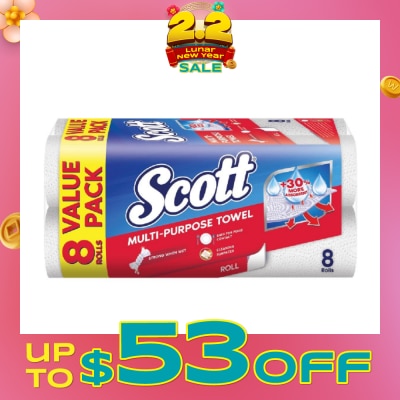 SCOTT Everyday Cleaning Multi-Purpose Kitchen Towel 50s x 8 Rolls (per pack)