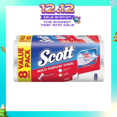 SCOTT Everyday Cleaning Multi-Purpose Kitchen Towel 50s x 8 Rolls (per pack)