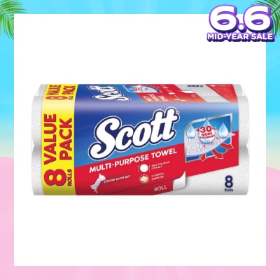 SCOTT Everyday Cleaning Multi-Purpose Kitchen Towel 50s x 8 Rolls (per pack)