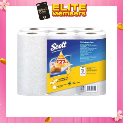 SCOTT Everyday Cooking Premium Kitchen Towel Virgin Fiber Calorie Light 55s x 6 Rolls