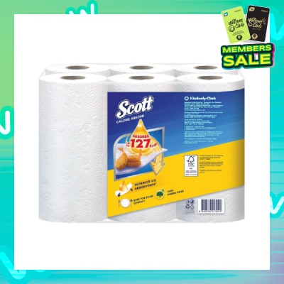 SCOTT Everyday Cooking Premium Kitchen Towel Virgin Fiber Calorie Light 55s x 6 Rolls
