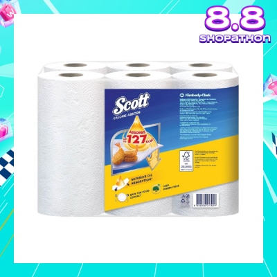 SCOTT Everyday Cooking Premium Kitchen Towel Virgin Fiber Calorie Light 55s x 6 Rolls