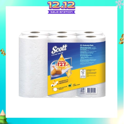 SCOTT Everyday Cooking Premium Kitchen Towel Virgin Fiber Calorie Light 55s x 6 Rolls