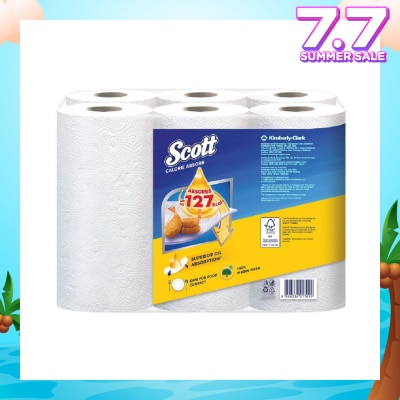 SCOTT Everyday Cooking Premium Kitchen Towel Virgin Fiber Calorie Light 55s x 6 Rolls