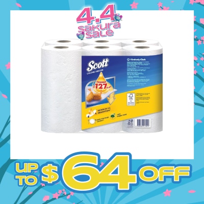 SCOTT - Everyday Cooking Premium Kitchen Towel Virgin Fiber Calorie Light 55s x 6 Rolls