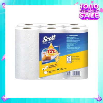 SCOTT Everyday Cooking Premium Kitchen Towel Virgin Fiber Calorie Light 55s x 6 Rolls