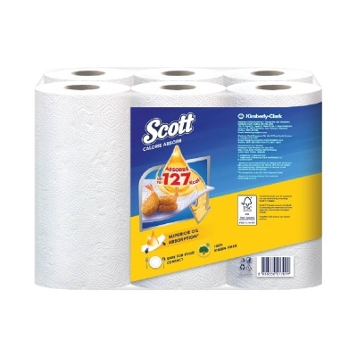 SCOTT Everyday Cooking Premium Kitchen Towel Virgin Fiber Calorie Light 55s x 6 Rolls