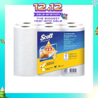 SCOTT Everyday Cooking Premium Kitchen Towel Virgin Fiber Calorie Light 55s x 6 Rolls