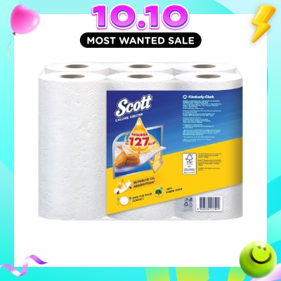 SCOTT Everyday Cooking Premium Kitchen Towel Virgin Fiber Calorie Light 55s x 6 Rolls image