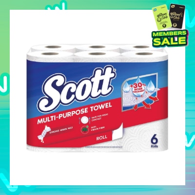 SCOTT Everyday Cleaning Multi-Purpose Kitchen Towel Virgin Fiber 52s x 6 Rolls