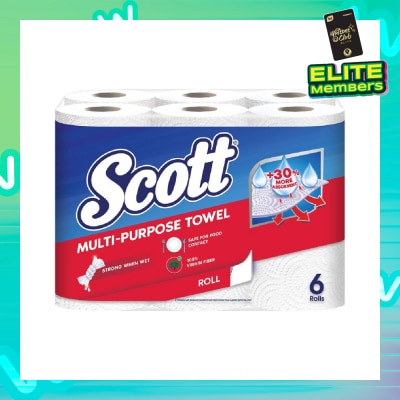SCOTT Everyday Cleaning Multi-Purpose Kitchen Towel Virgin Fiber 52s x 6 Rolls