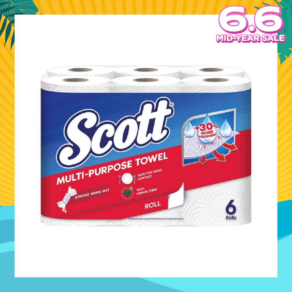 Everyday Cleaning Multi-Purpose Kitchen Towel Virgin Fiber 52s x 6 Rolls