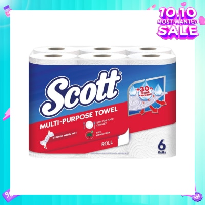 SCOTT Everyday Cleaning Multi-Purpose Kitchen Towel Virgin Fiber 52s x 6 Rolls
