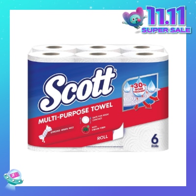 SCOTT Everyday Cleaning Multi-Purpose Kitchen Towel Virgin Fiber 52s x 6 Rolls