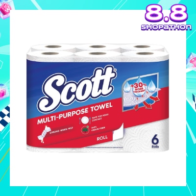 SCOTT Everyday Cleaning Multi-Purpose Kitchen Towel Virgin Fiber 52s x 6 Rolls