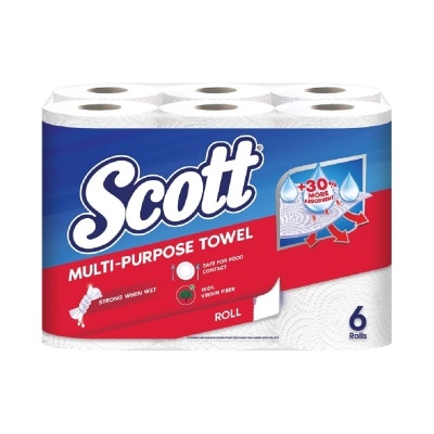 SCOTT Everyday Cleaning Multi-Purpose Kitchen Towel Virgin Fiber 52s x 6 Rolls