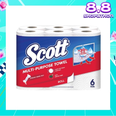 SCOTT Everyday Cleaning Multi-Purpose Kitchen Towel Virgin Fiber 52s x 6 Rolls