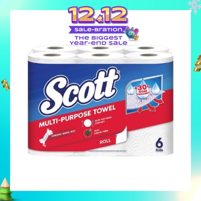 SCOTT Everyday Cleaning Multi-Purpose Kitchen Towel Virgin Fiber 52s x 6 Rolls