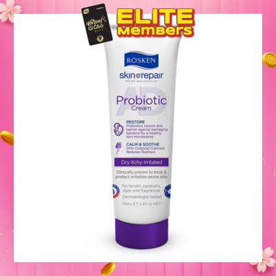 ROSKEN AD Probiotic Cream (For Healthy Skin Microbiome Suitable for Dry Itchy Skin Types) 75ml