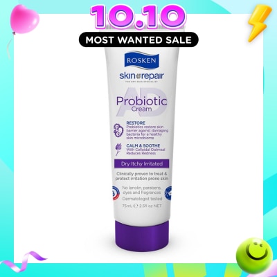 ROSKEN AD Probiotic Cream (For Healthy Skin Microbiome Suitable for Dry Itchy Skin Types) 75ml image