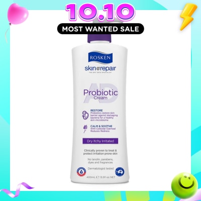 ROSKEN AD Probiotic Cream (For Healthy Skin Microbiome Suitable for Dry Itchy Skin Types) 400ml image