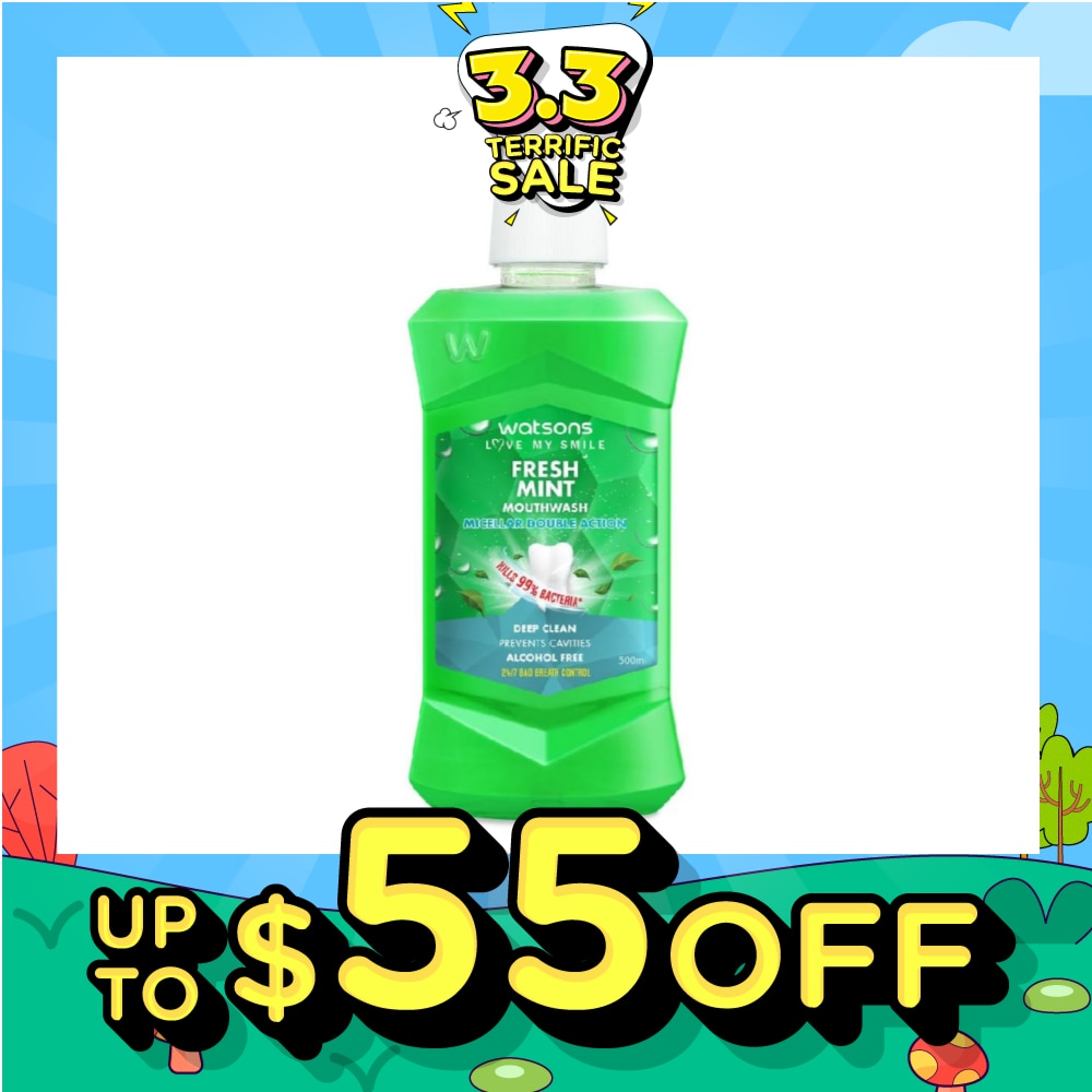 Watsons Micellar Double Action Fresh Mint Mouthwash 500ml