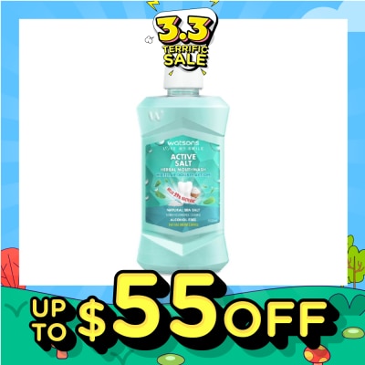 WATSONS Active Salt Herbal Mouthwash Micellar Double Action Kills 99% Bacteria  500ml