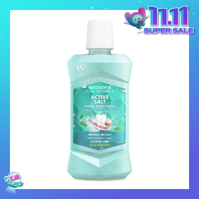 WATSONS Active Salt Herbal Mouthwash Micellar Double Action Kills 99% Bacteria  500ml