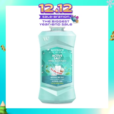 WATSONS Active Salt Herbal Mouthwash Micellar Double Action Kills 99% Bacteria 500ml