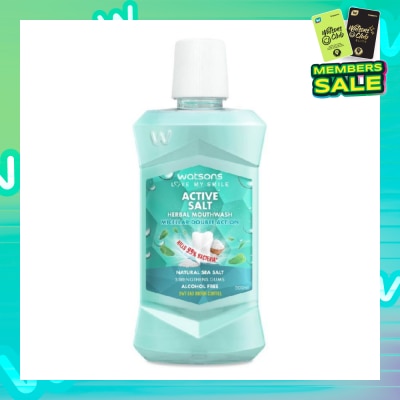 WATSONS Active Salt Herbal Mouthwash Micellar Double Action Kills 99% Bacteria  500ml