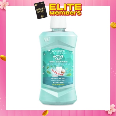WATSONS Active Salt Herbal Mouthwash Micellar Double Action Kills 99% Bacteria  500ml