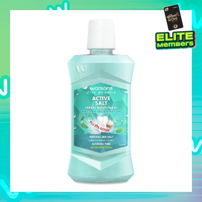 WATSONS Active Salt Herbal Mouthwash Micellar Double Action Kills 99% Bacteria  500ml