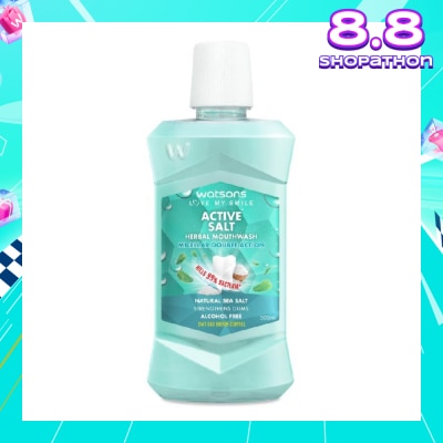 WATSONS Active Salt Herbal Mouthwash Micellar Double Action Kills 99% Bacteria  500ml