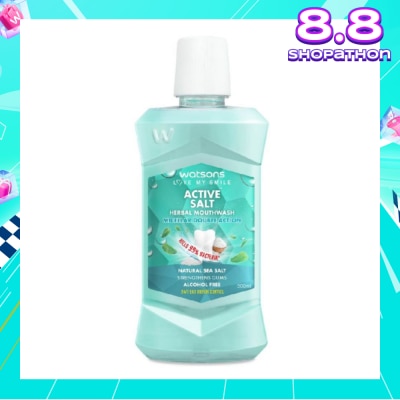 WATSONS Active Salt Herbal Mouthwash Micellar Double Action Kills 99% Bacteria  500ml