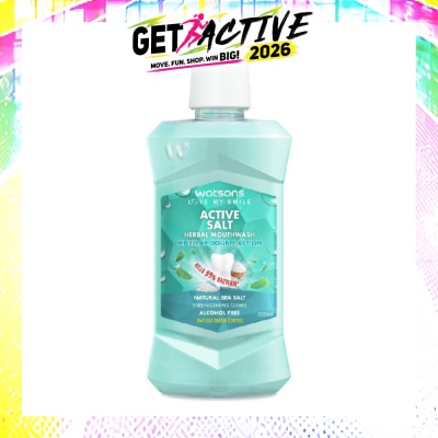 WATSONS - Active Salt Herbal Mouthwash Micellar Double Action Kills 99% Bacteria  500ml image