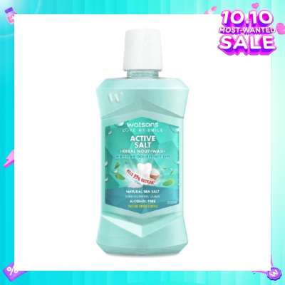 WATSONS Active Salt Herbal Mouthwash Micellar Double Action Kills 99% Bacteria  500ml