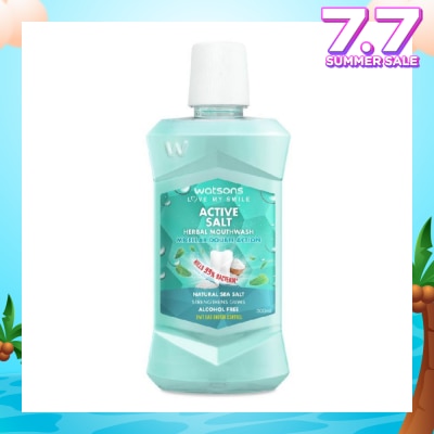 WATSONS Active Salt Herbal Mouthwash Micellar Double Action Kills 99% Bacteria  500ml