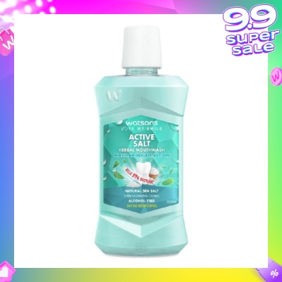 WATSONS Active Salt Herbal Mouthwash Micellar Double Action Kills 99% Bacteria  500ml