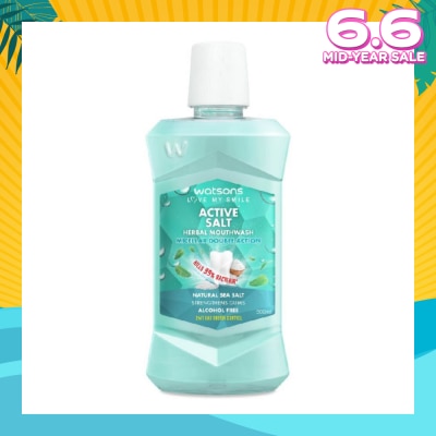 WATSONS Active Salt Herbal Mouthwash Micellar Double Action Kills 99% Bacteria  500ml