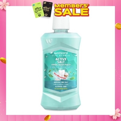 WATSONS Active Salt Herbal Mouthwash Micellar Double Action Kills 99% Bacteria 500ml