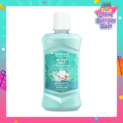 WATSONS Active Salt Herbal Mouthwash Micellar Double Action Kills 99% Bacteria  500ml