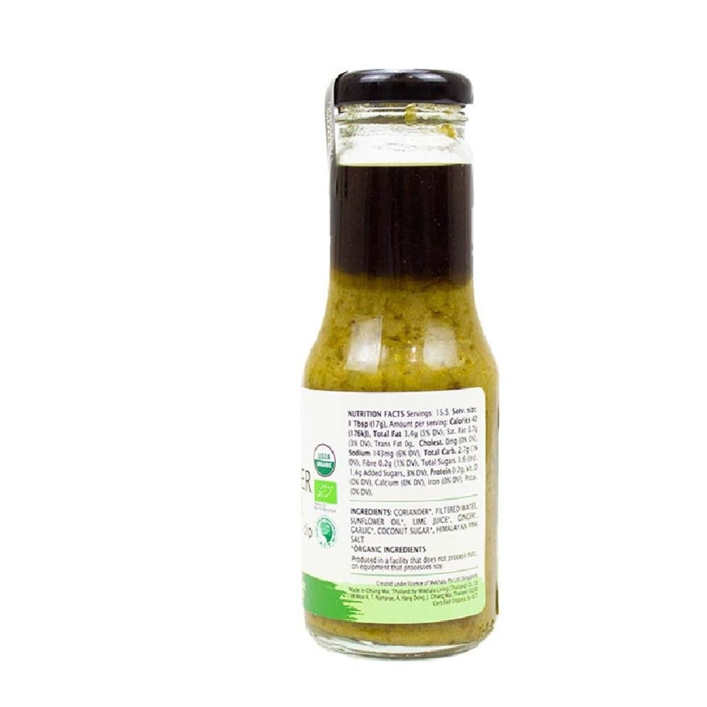 MEKHALA 100% Natural Vegan Organic Coriander Ginger Sauce (Also Can Be Used as Dressing & Dip) 250g