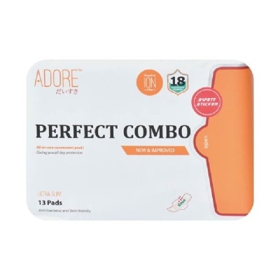 ADORE Perfect Combo Travel Pack Sanitary Pad For Day and Night Use (19cmx4s / 24cmx6s/ 28cmx3s)